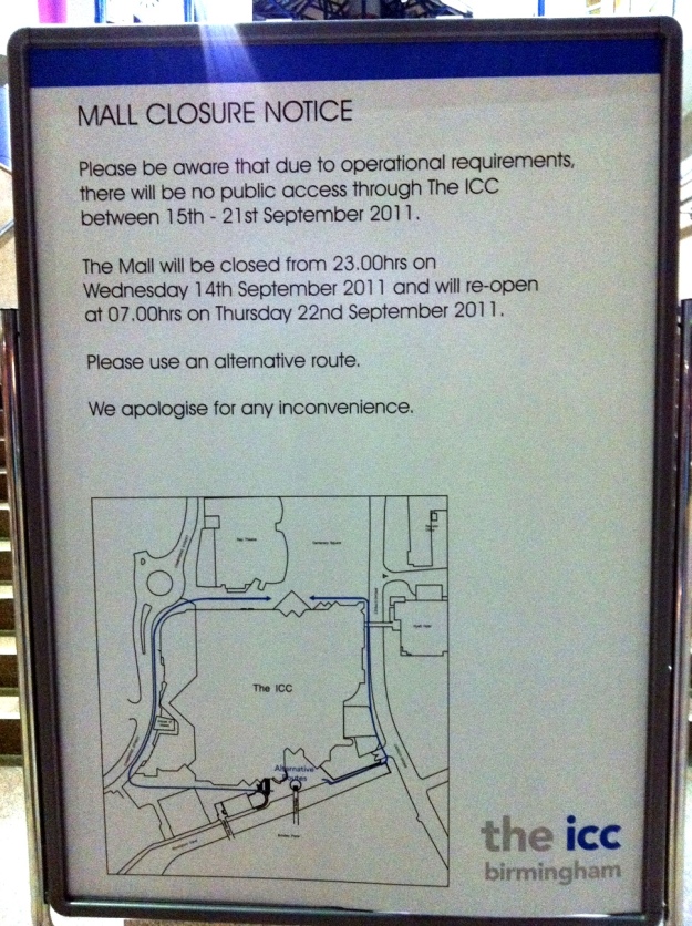 Poster explaining ICC Mall Closure