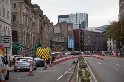 View west along Great Charles Street - the road now swings to the right.